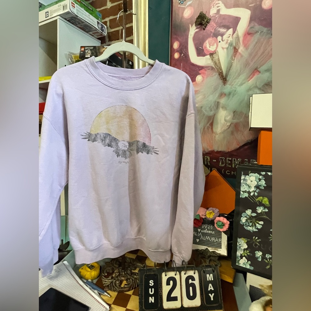 Women's Purple and Pink Sweatshirt fly high